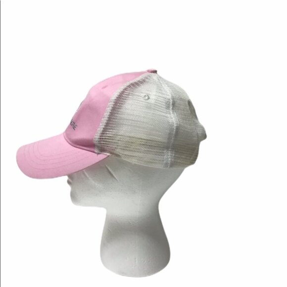 John Deere Pink White Mesh Snapback Hat - Picture 2 of 8
